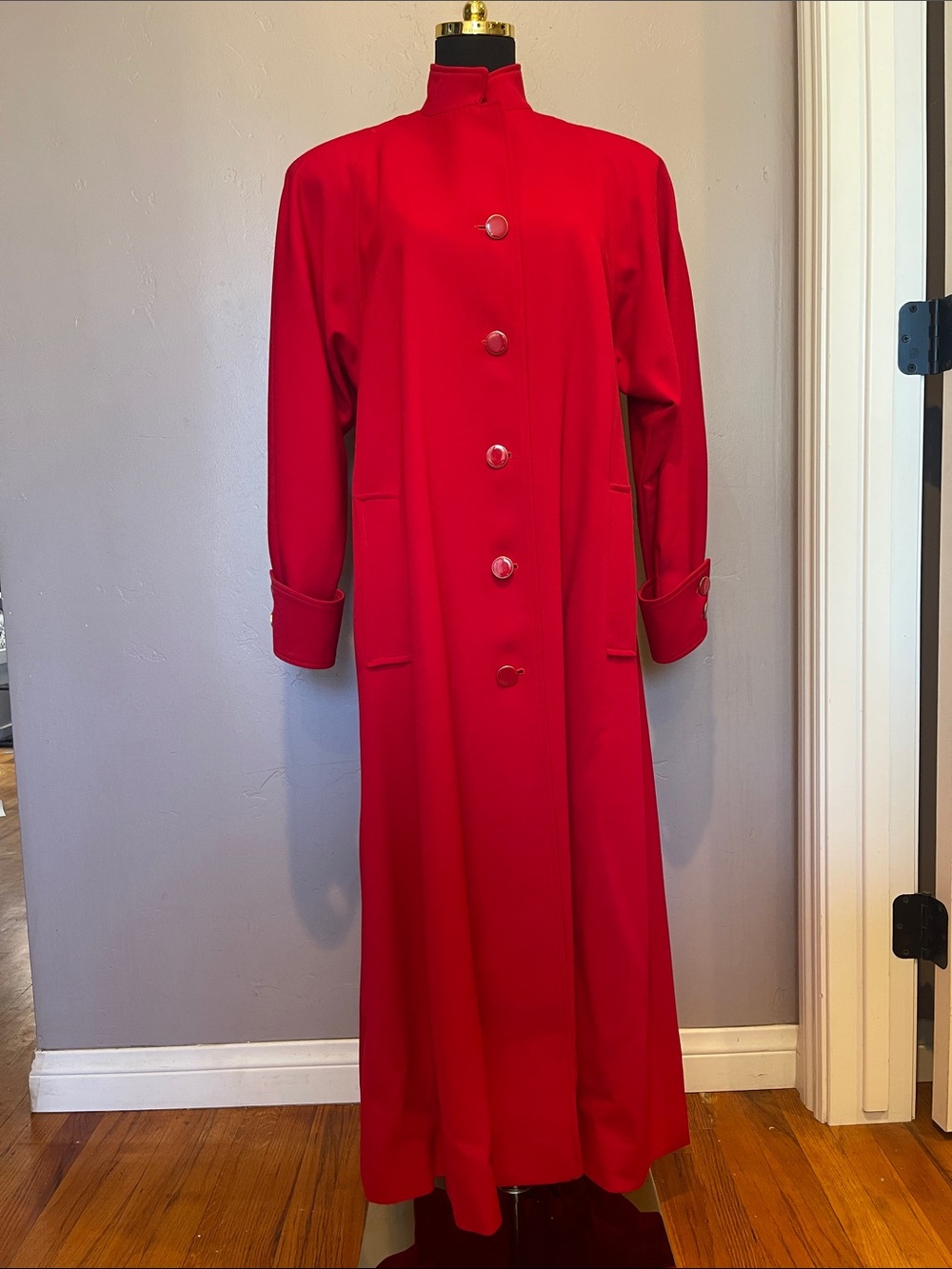 Vintage 1980s Bullocks Wilshire Red Long Women's Coat